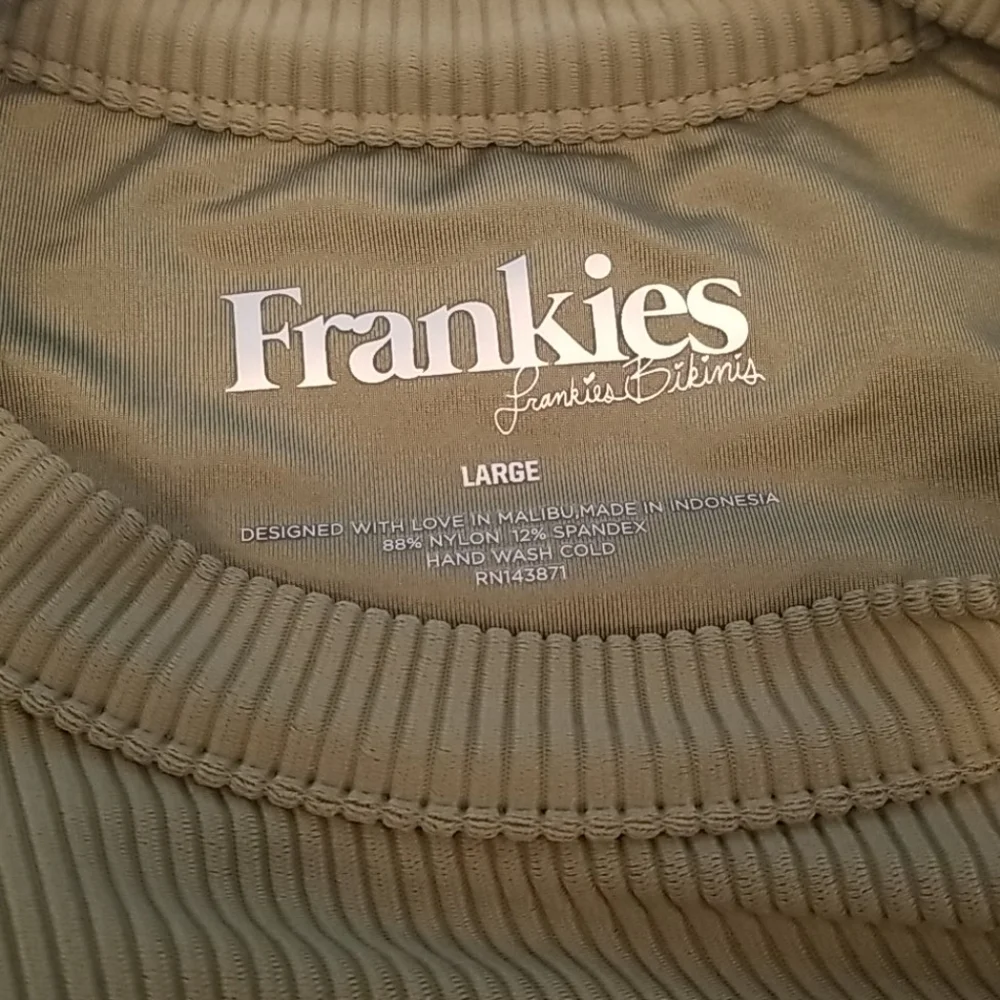 💕FRANKIE'S BIKINIS💕 Blake Ribbed One Piece Swimsuit Olive Green Large L NWT